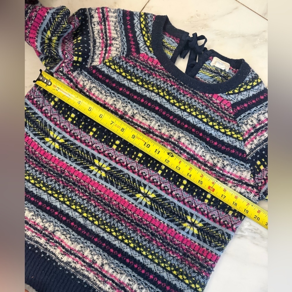 Caslon Anthropologie Women’s Small Navy Blue Multicolored Fair Isle Sweater - Picture 5 of 8